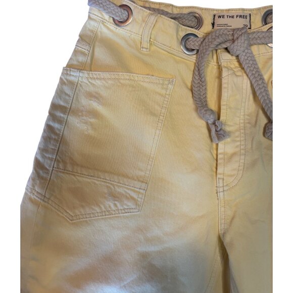 Free People We The Free Moxie Low Slung Barrel Jeans Lemon Icing Wash 29 New - Picture 15 of 16